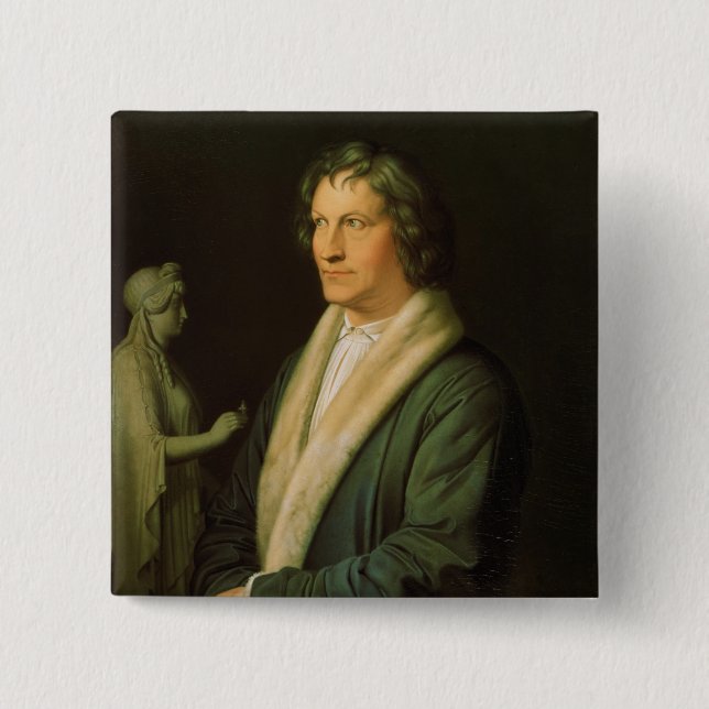 Portrait of the sculptor Bertel Thorvaldsen Pinback Button (Front)