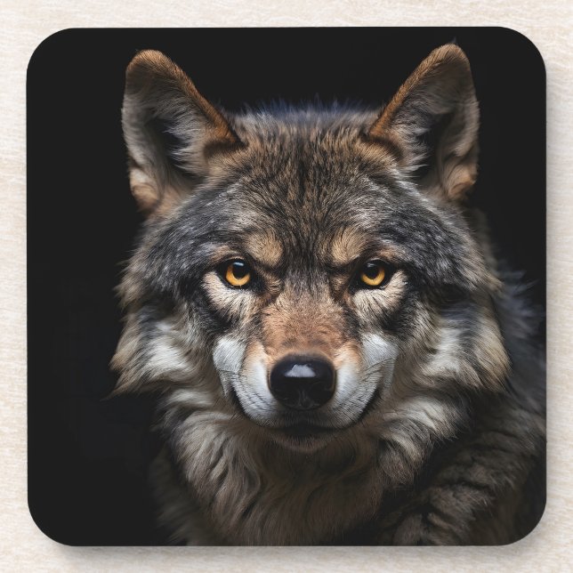 Portrait of the wolf beverage coaster (Front)
