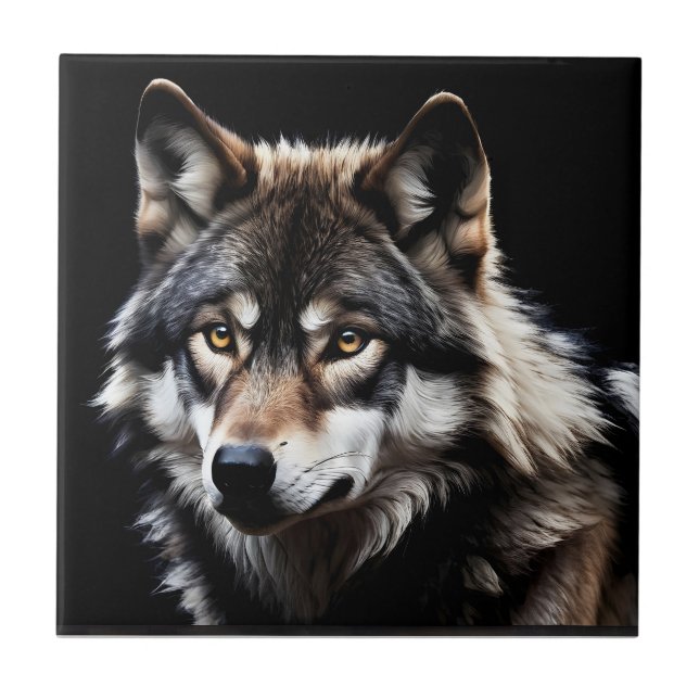 Portrait of the wolf ceramic tile (Front)