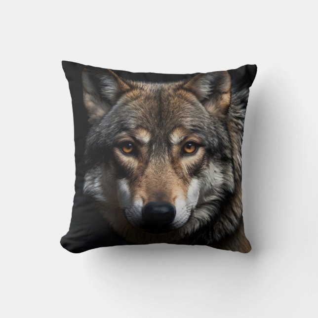 Portrait of the wolf throw pillow (Front)