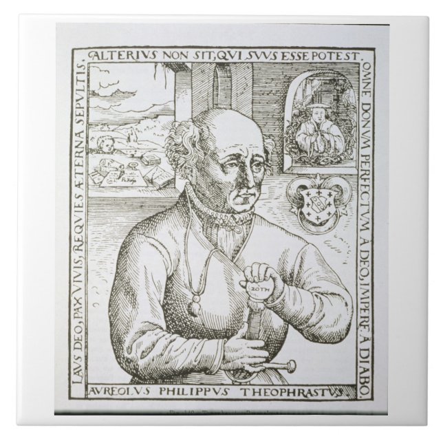 Portrait of Theothrastus Paracelsus (1493-1541), c Ceramic Tile (Front)