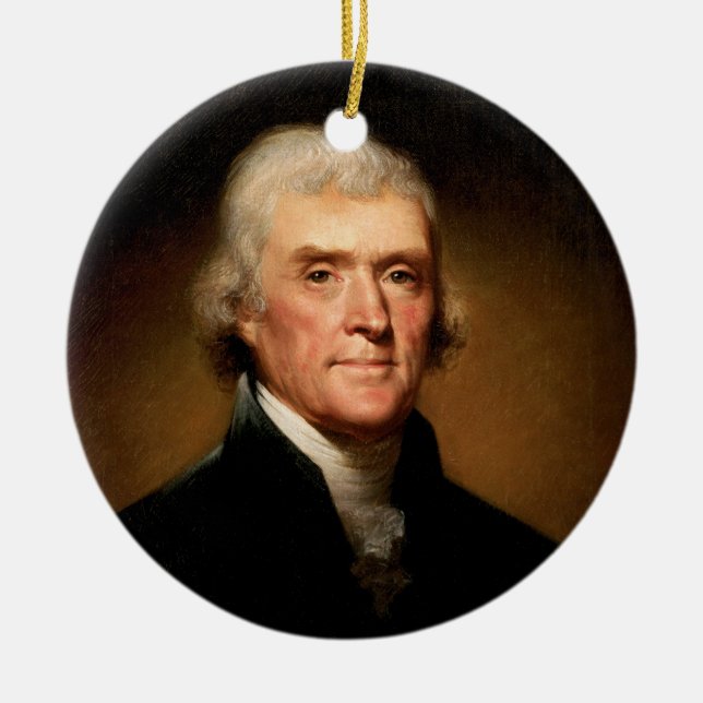 Portrait of Thomas Jefferson by Rembrandt Peale Ceramic Ornament (Front)