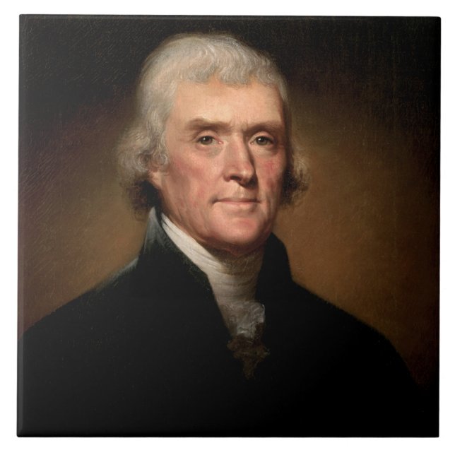 Portrait of Thomas Jefferson (by Rembrandt Peale) Ceramic Tile (Front)