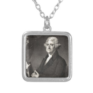 Portrait of Thomas Jefferson Silver Plated Necklace
