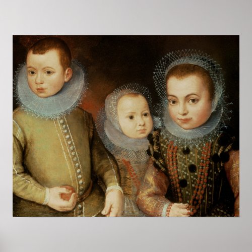 Portrait of Three Tudor Children Poster