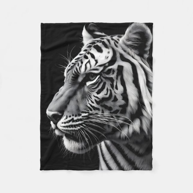 Portrait of tiger fleece blanket (Front)