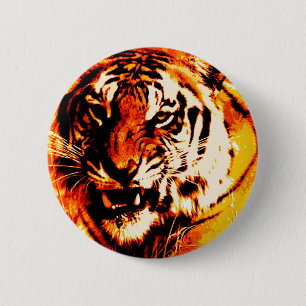 Portrait of Tiger Pinback Button