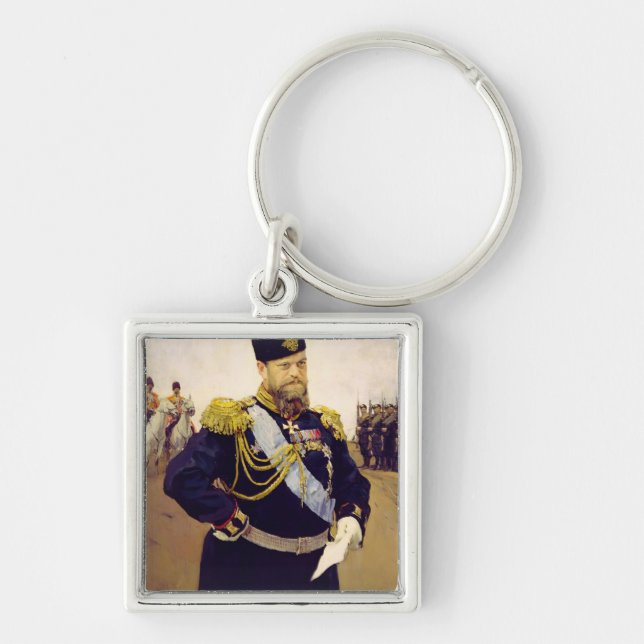Portrait of Tsar Alexander III, 1900 Keychain (Front)