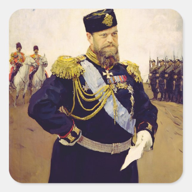 Portrait of Tsar Alexander III, 1900 Square Sticker (Front)