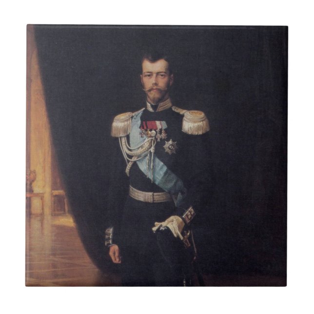 Portrait of Tsar Nicholas II (by Albert Edelfelt) Ceramic Tile (Front)
