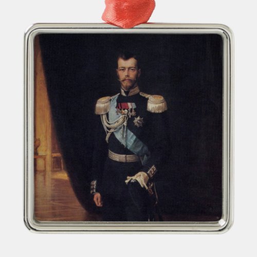 Portrait of Tsar Nicholas II by Albert Edelfelt Metal Ornament