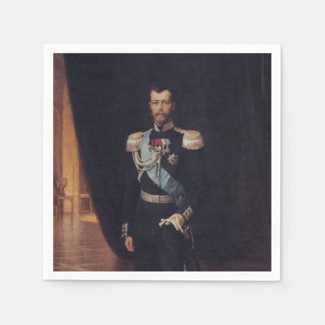 Portrait of Tsar Nicholas II (by Albert Edelfelt) Napkins (Front)