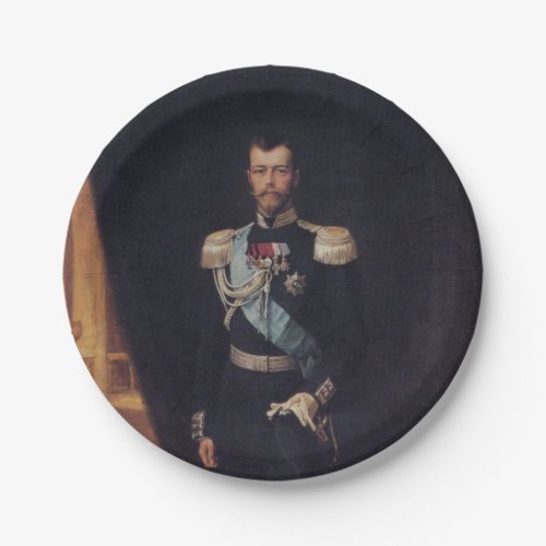 Portrait of Tsar Nicholas II by Albert Edelfelt Paper Plates