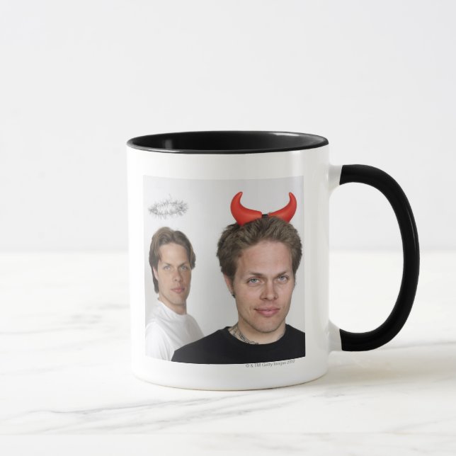 Portrait of Twin Brothers Dressed Like Devil and Mug (Right)