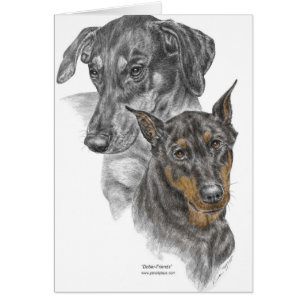 Portrait of Two Dobermans Cards