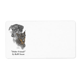 Portrait of Two Dobermans Label