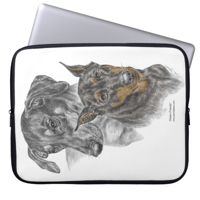 Portrait of Two Dobermans Laptop Sleeve (Front)