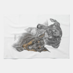 Portrait of Two Dobermans Towel