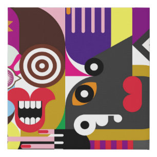 Portrait of two women - color illustration. Woman Faux Canvas Print
