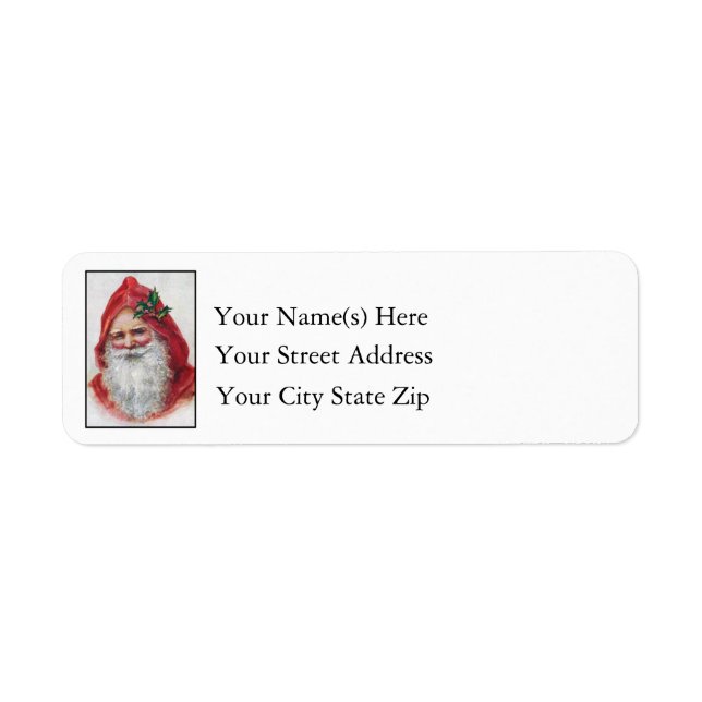 Portrait of Vintage Santa Claus Christmas Label (Front)