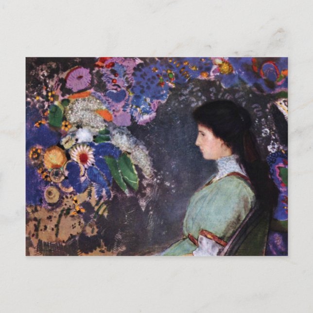 Portrait Of Violette Heymann By Odilon Redon Postcard (Front)