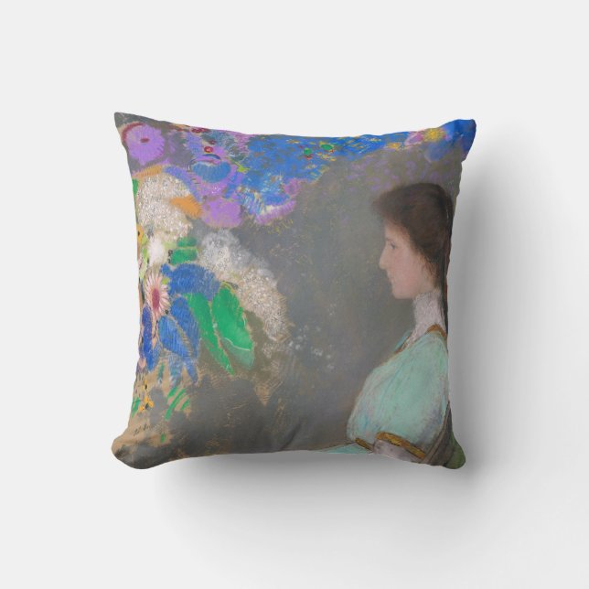 Portrait of Violette Heymann, Redon Throw Pillow (Front)