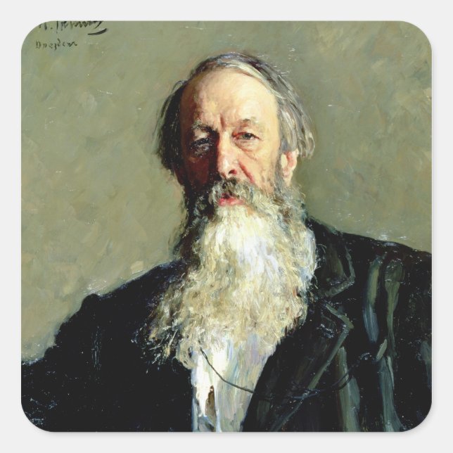 Portrait of Vladimir Stasov , 1883 Square Sticker (Front)