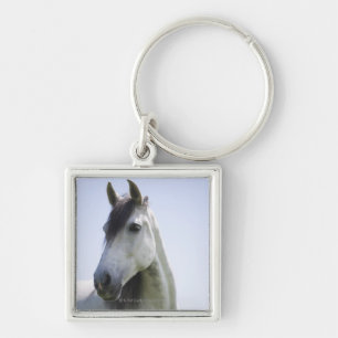 portrait of white horse keychain