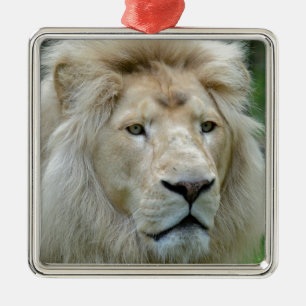 Portrait of white lion metal ornament
