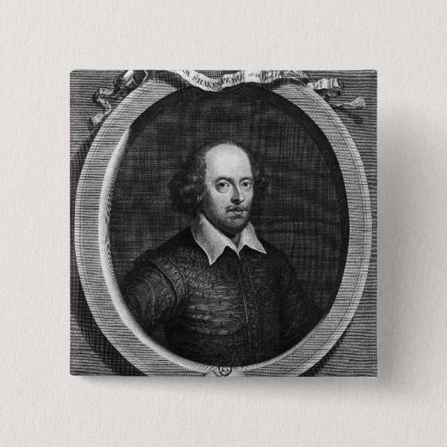 Portrait of William Shakespeare  1719 Pinback Button (Front)