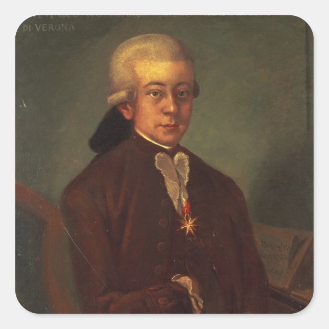 Portrait of Wolfgang Amadeus Mozart 2 Square Sticker (Front)
