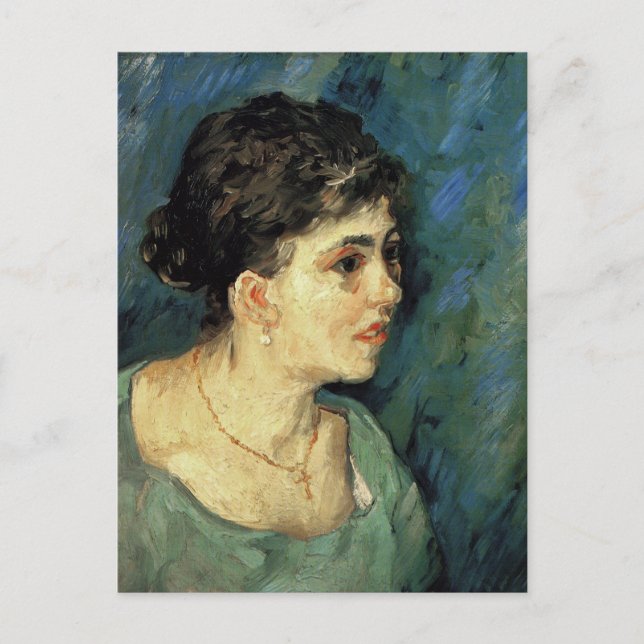 Portrait of Woman in Blue, Van Gogh Fine Art Postcard (Front)