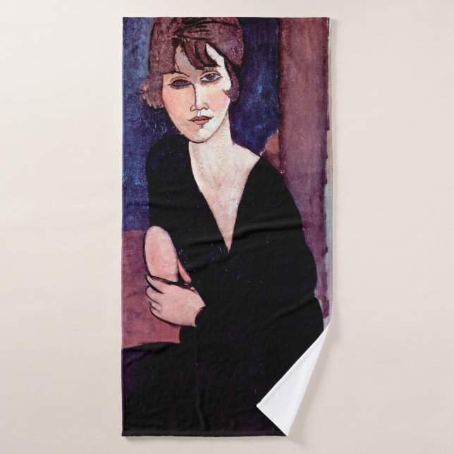 Portrait of Woman, Modigliani Bath Towel (Bath Towel)