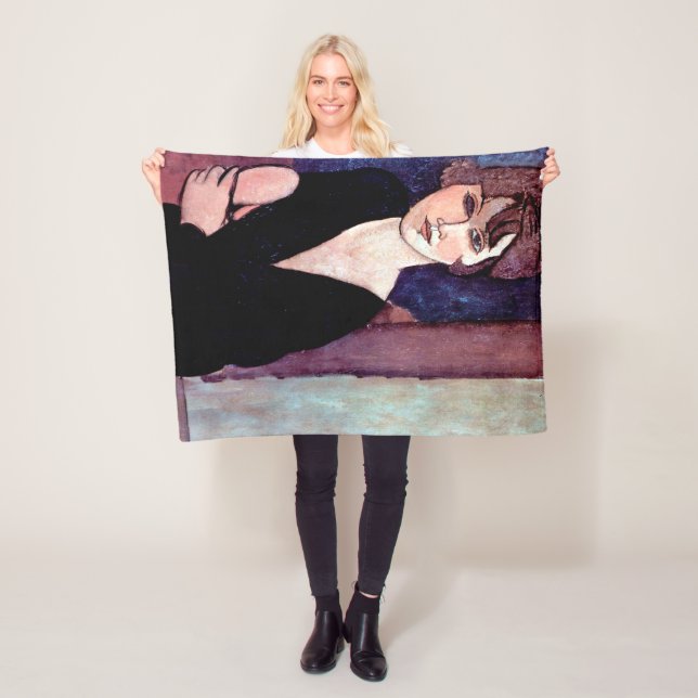 Portrait of Woman, Modigliani Fleece Blanket (In Situ)