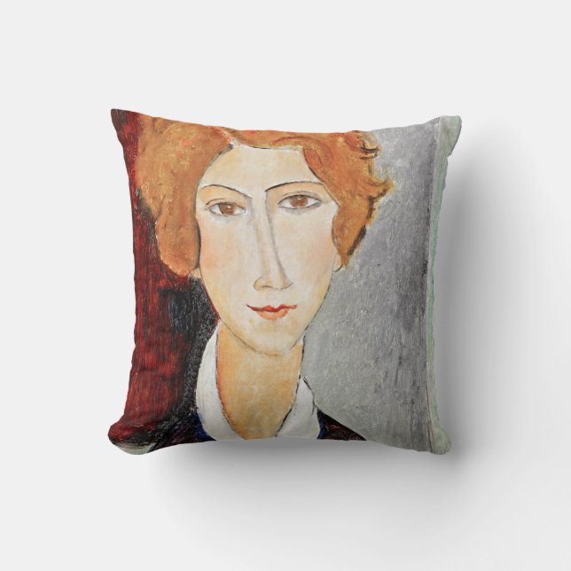 Portrait of Woman, Modigliani Throw Pillow (Front)