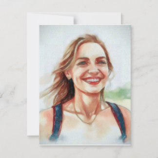 Portrait of women in watercolor style postcard