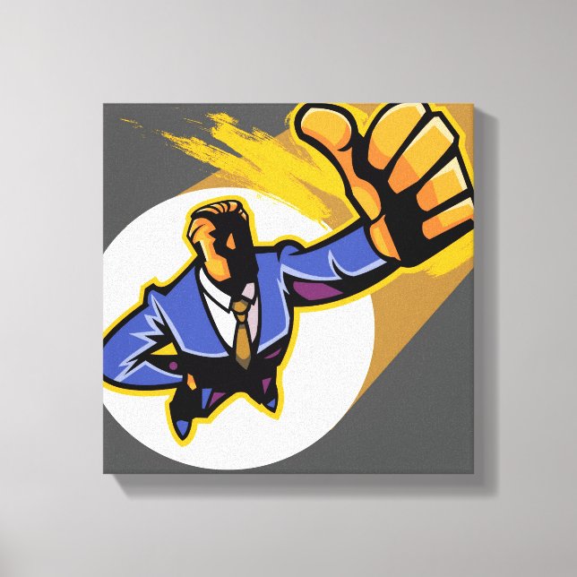 Portrait of young man showing thumbs up canvas print (Front)