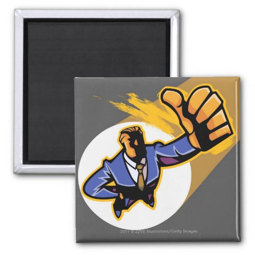 Portrait of young man showing thumbs up magnet