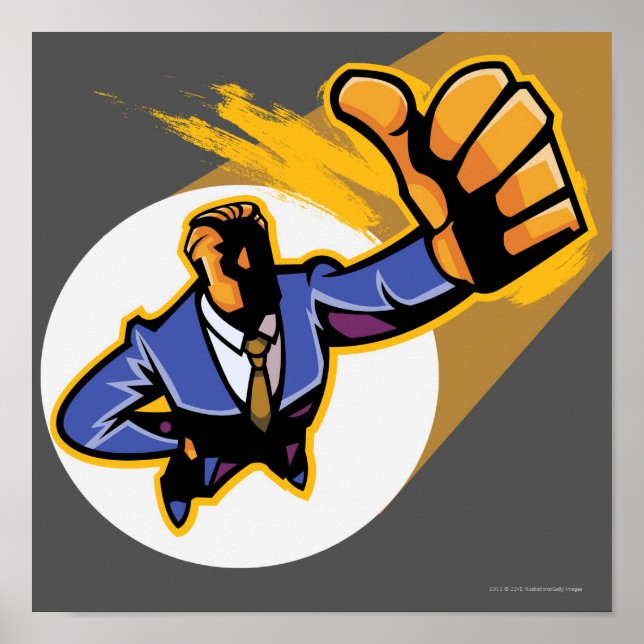 Portrait of young man showing thumbs up poster (Front)