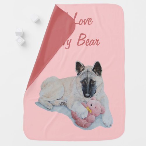 portrait painting of akita dog with akita slogan baby blanket