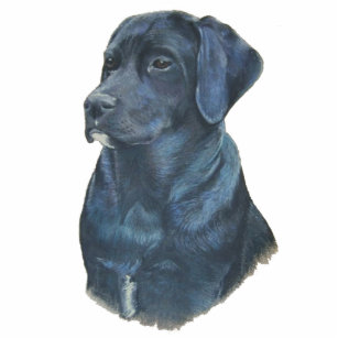 portrait painting of black labrador dog statuette