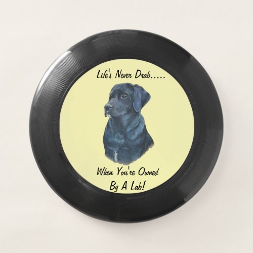 portrait painting of black labrador dog trucker ha Wham_O frisbee