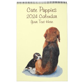 Portrait Paintings Of Cute Puppies And Dogs 2024 Calendar by artoriginals at Zazzle