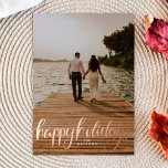 portrait photo happy holidays rose gold foil holiday card<br><div class="desc">portrait photo happy holidays rose gold Foil Holiday Card</div>