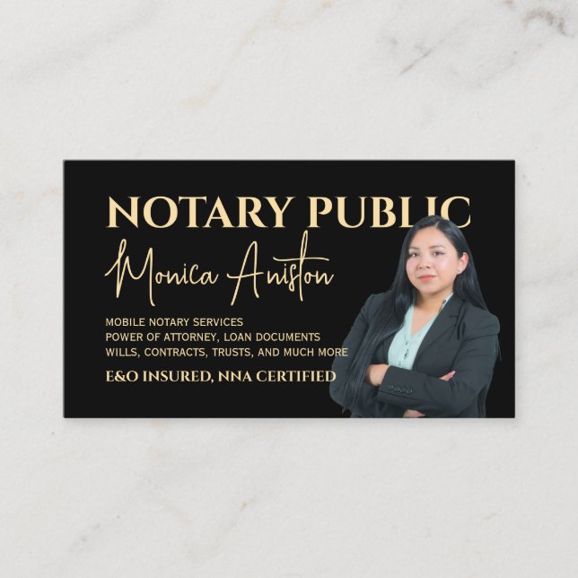 Portrait photo image notary  business card (Front)