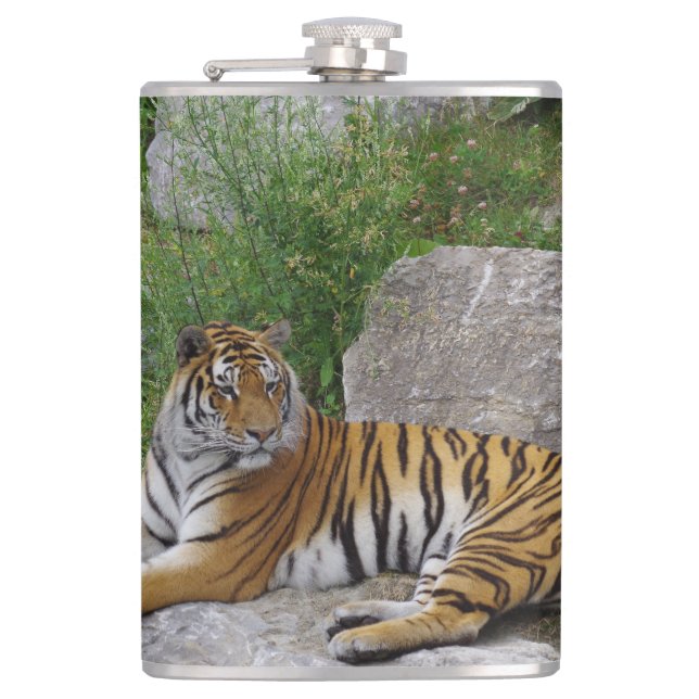 Portrait photo of a Siberian tiger Flask (Front)