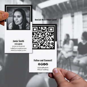 Portrait Photo Social Black & White Business Card