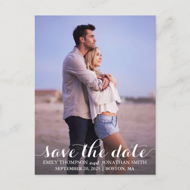 Portrait Photo Wedding Save The Date Postcard (Front)