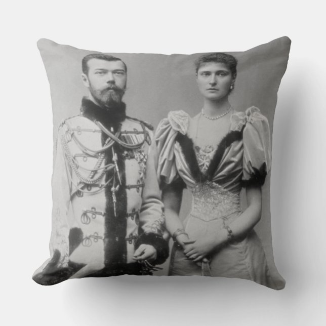 Portrait photograph of Tsar Nicholas II (1868-1918 Throw Pillow (Front)