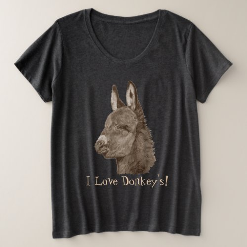 portrait picture cute donkey plus size T_Shirt